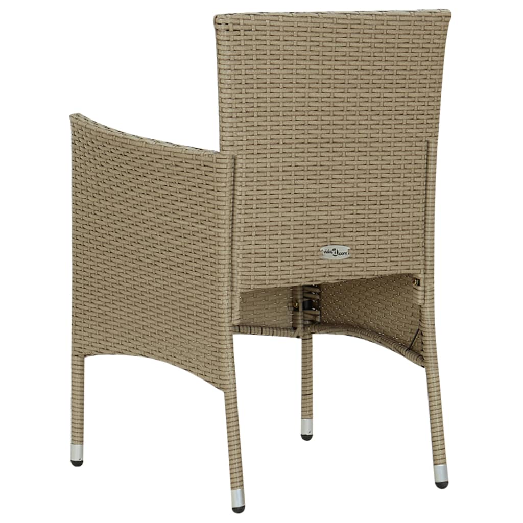 vidaXL Garten-Essstühle 2 Stk. Poly Rattan Beige