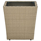 vidaXL Beistelltisch Beige 41,5x41,5x44 cm Poly Rattan und Hartglas