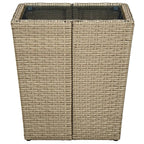 vidaXL Beistelltisch Beige 41,5x41,5x44 cm Poly Rattan und Hartglas