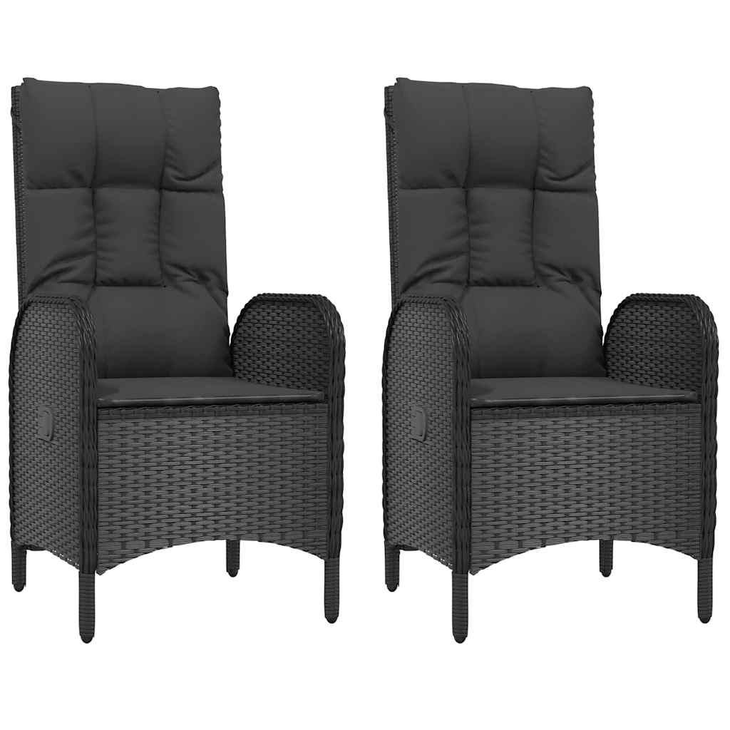 vidaXL Gartenstühle 2 Stk. Poly Rattan Schwarz