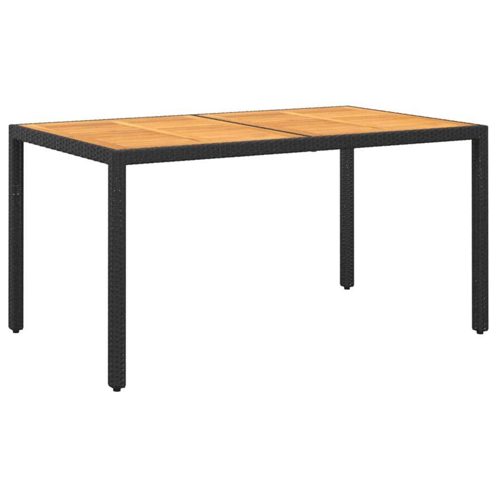 vidaXL Gartentisch 150x90x75 cm Akazienholz und Poly Rattan Schwarz