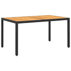 vidaXL Gartentisch 150x90x75 cm Akazienholz und Poly Rattan Schwarz
