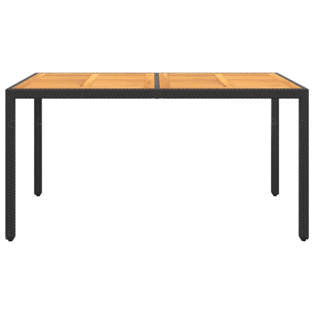 vidaXL Gartentisch 150x90x75 cm Akazienholz und Poly Rattan Schwarz