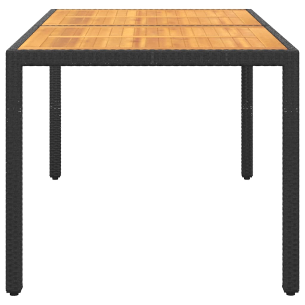 vidaXL Gartentisch 150x90x75 cm Akazienholz und Poly Rattan Schwarz