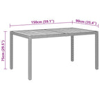 vidaXL Gartentisch 150x90x75 cm Akazienholz und Poly Rattan Schwarz
