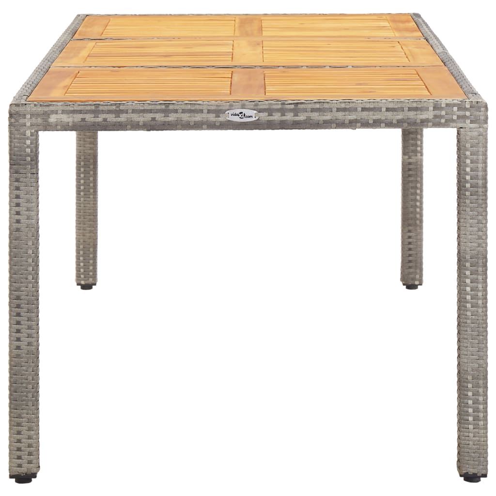 vidaXL Gartentisch Grau 190x90x75 cm Poly Rattan und Akazienholz