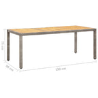vidaXL Gartentisch Grau 190x90x75 cm Poly Rattan und Akazienholz