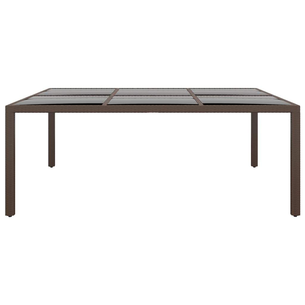 vidaXL Gartentisch mit Glasplatte Braun 200x150x75 cm Rattan