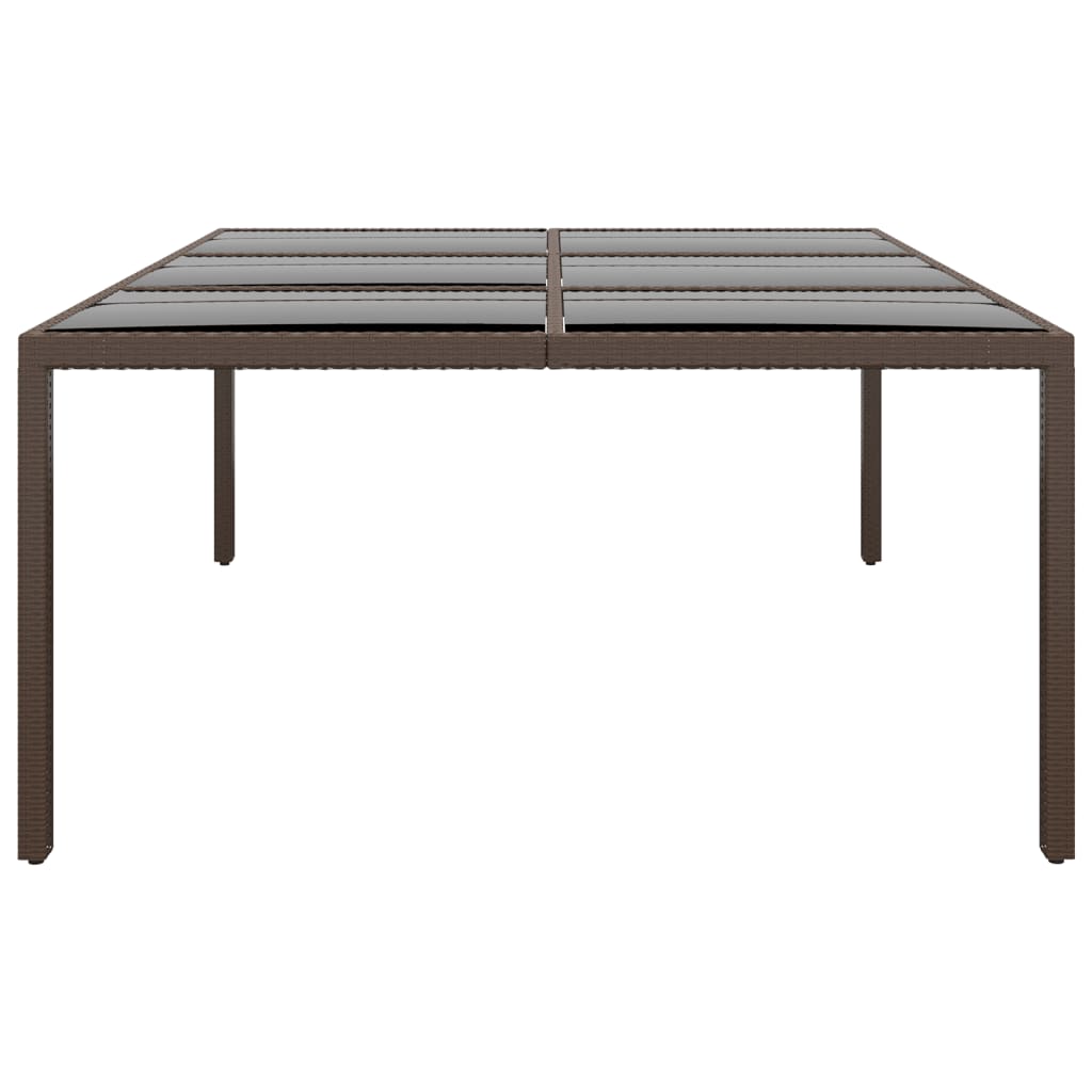 vidaXL Gartentisch mit Glasplatte Braun 200x150x75 cm Rattan