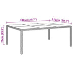 vidaXL Gartentisch mit Glasplatte Braun 200x150x75 cm Rattan