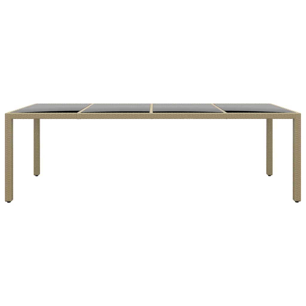 vidaXL Gartentisch mit Glasplatte Beige Poly Rattan