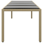 vidaXL Gartentisch mit Glasplatte Beige Poly Rattan