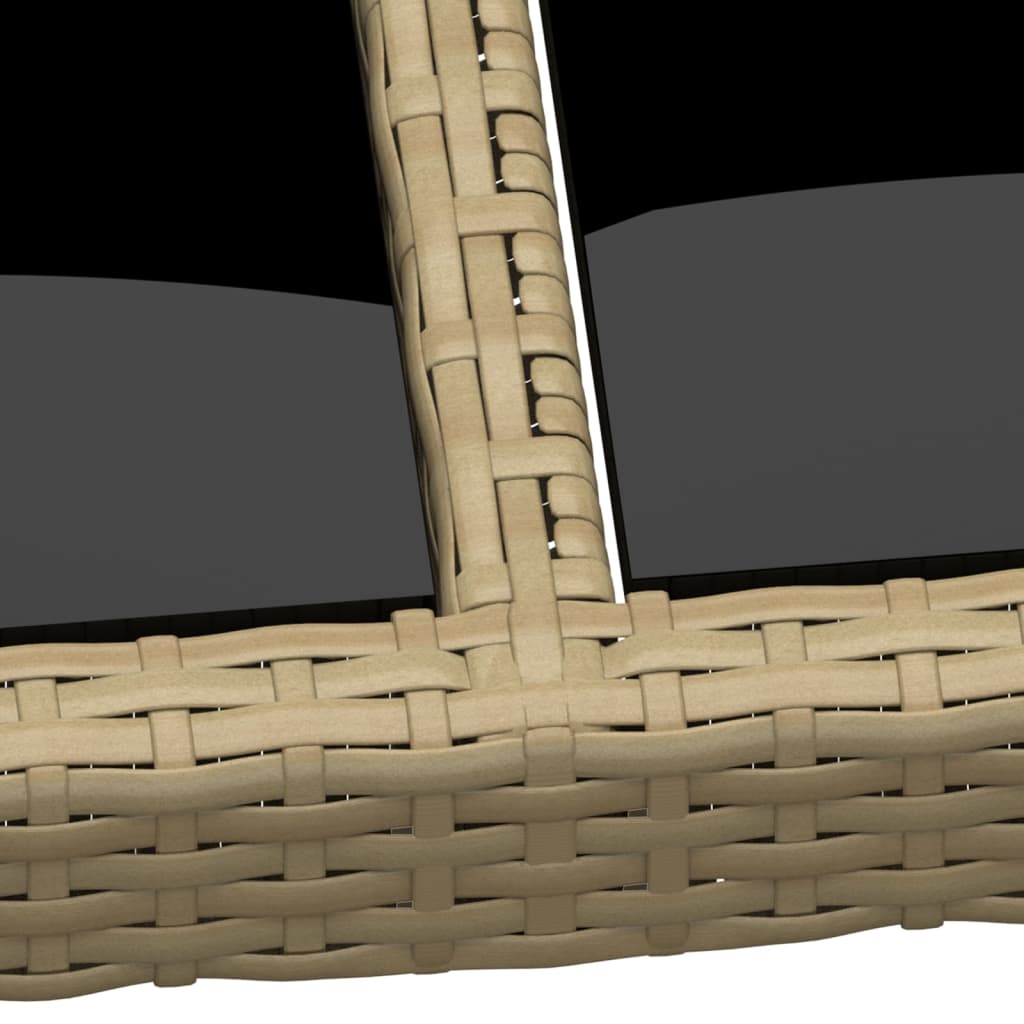 vidaXL Gartentisch mit Glasplatte Beige Poly Rattan