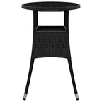 vidaXL Gartentisch Ø60x75 cm Hartglas und Poly Rattan Schwarz