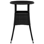 vidaXL Gartentisch Ø60x75 cm Hartglas und Poly Rattan Schwarz