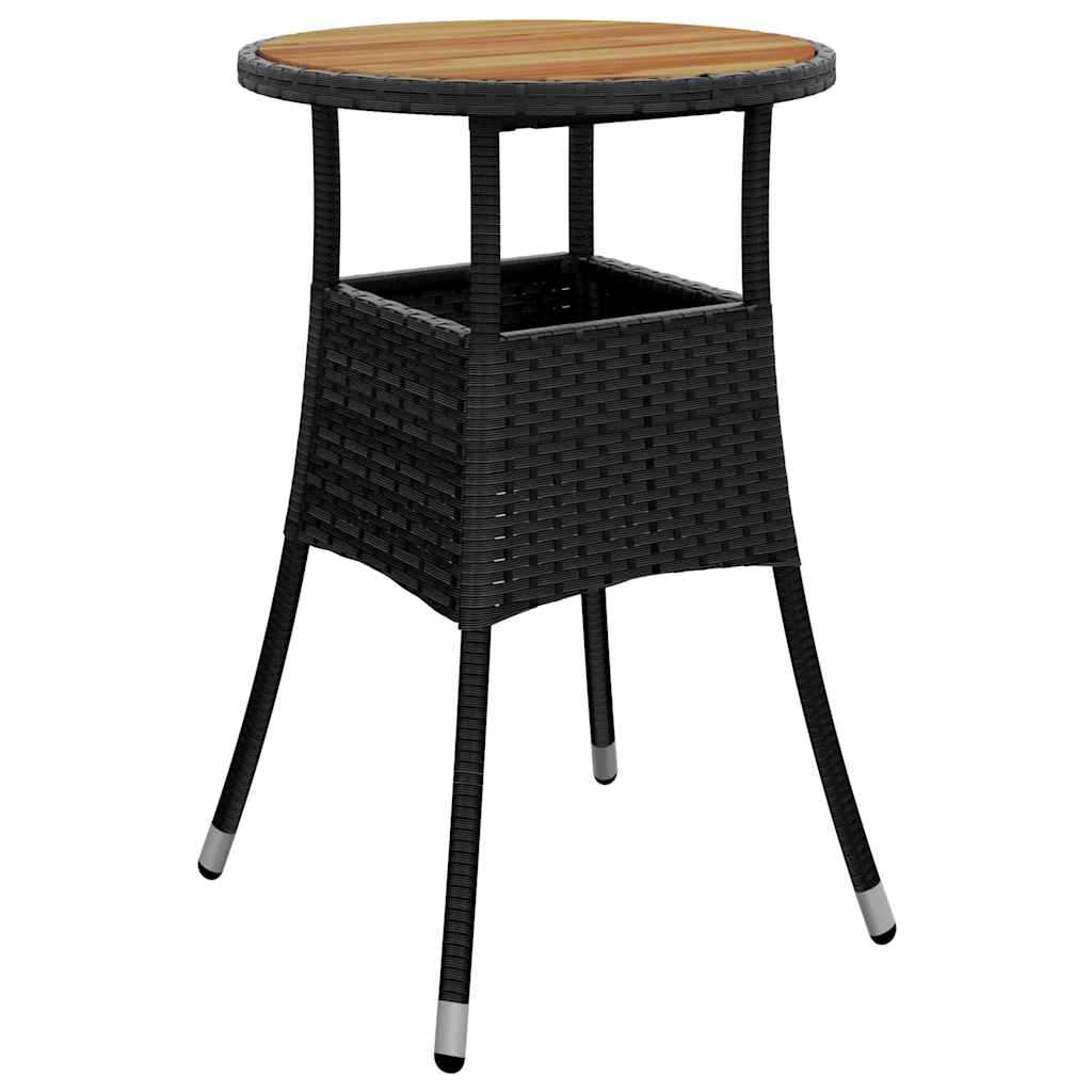 vidaXL Gartentisch Ø60x75 cm Akazienholz und Poly Rattan Schwarz