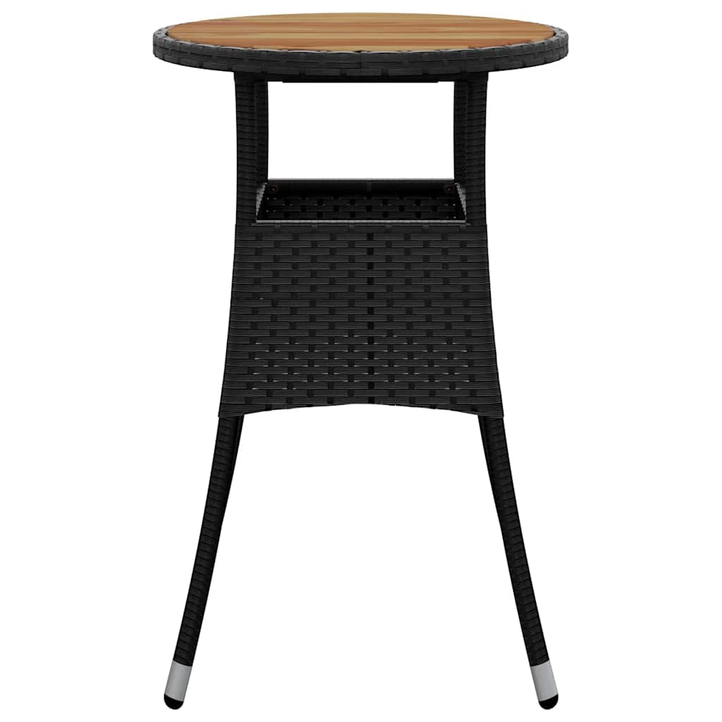 vidaXL Gartentisch Ø60x75 cm Akazienholz und Poly Rattan Schwarz