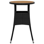 vidaXL Gartentisch Ø60x75 cm Akazienholz und Poly Rattan Schwarz