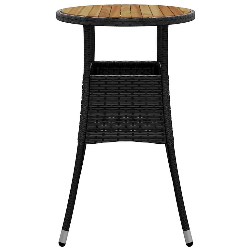 vidaXL Gartentisch Ø60x75 cm Akazienholz und Poly Rattan Schwarz