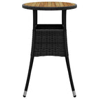 vidaXL Gartentisch Ø60x75 cm Akazienholz und Poly Rattan Schwarz