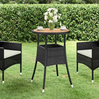 vidaXL Gartentisch Ø60x75 cm Akazienholz und Poly Rattan Schwarz