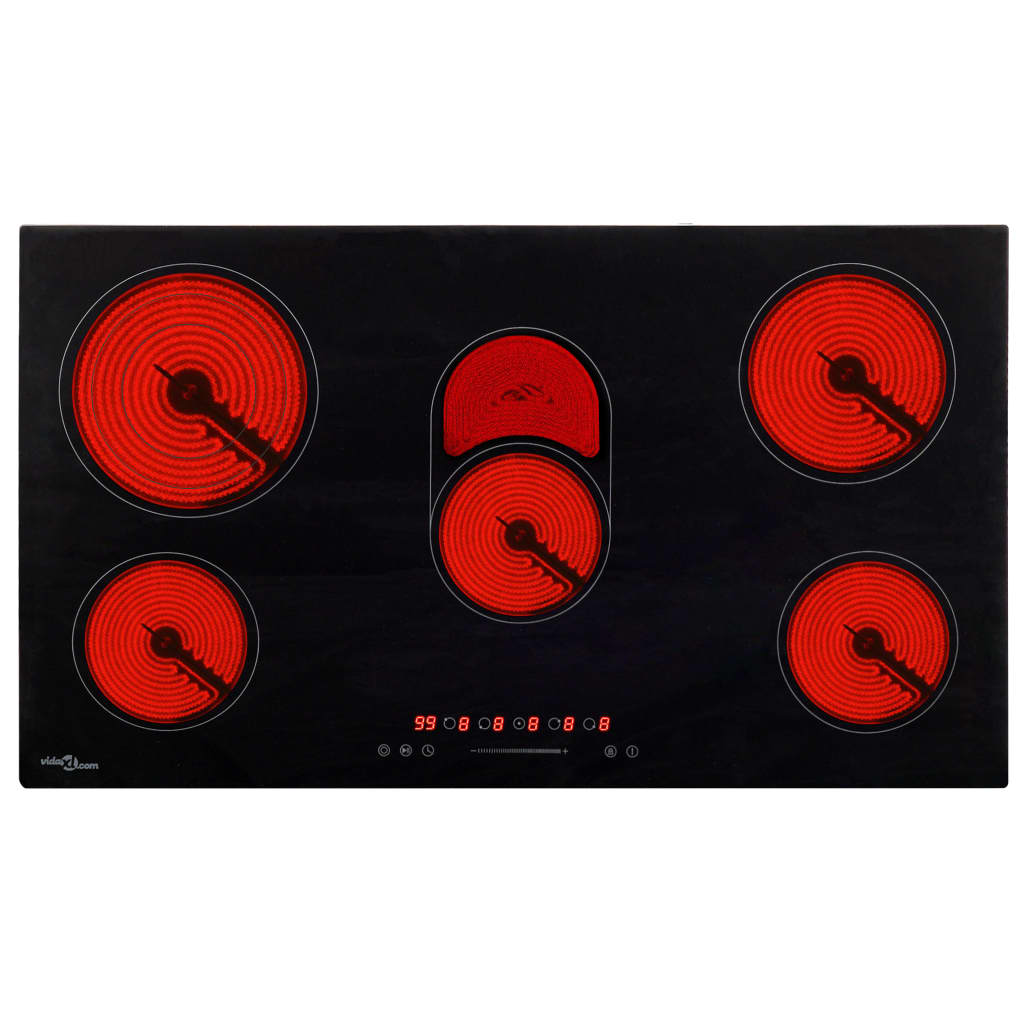 vidaXL Glaskeramik-Kochfeld mit 5 Platten Touch Control 77 cm 8500 W