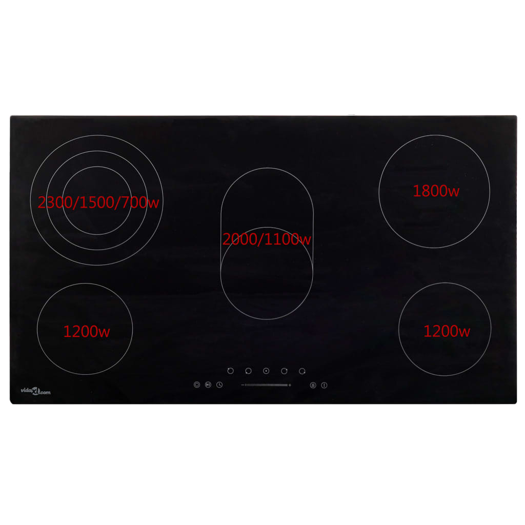 vidaXL Glaskeramik-Kochfeld mit 5 Platten Touch Control 77 cm 8500 W