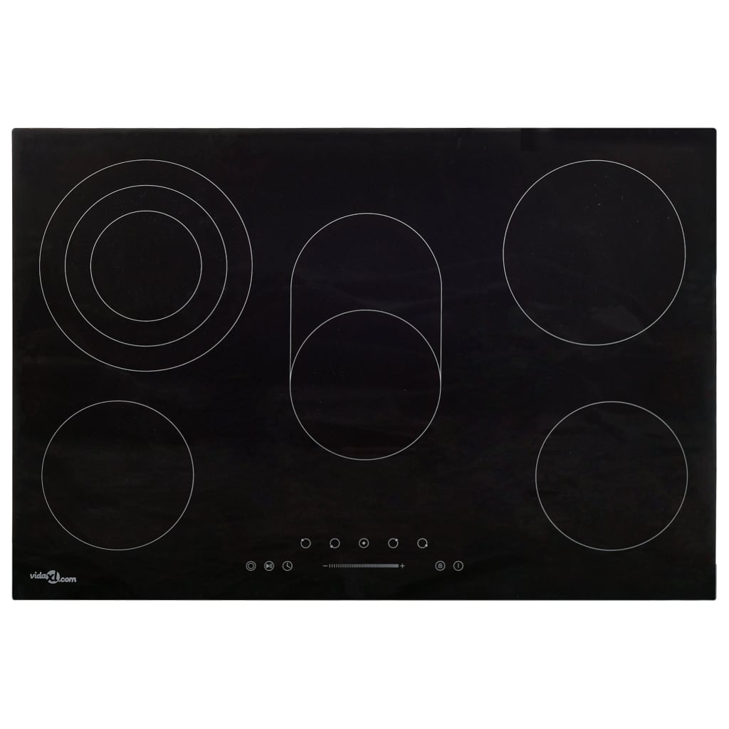 vidaXL Glaskeramik-Kochfeld mit 5 Platten Touch Control 90cm cm 8500 W