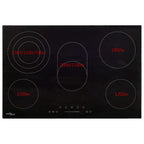 vidaXL Glaskeramik-Kochfeld mit 5 Platten Touch Control 90cm cm 8500 W