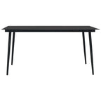 vidaXL Garten-Esstisch Schwarz 80x80x74 cm Stahl und Glas