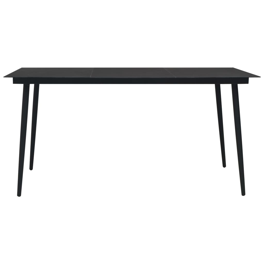 vidaXL Garten-Esstisch Schwarz 80x80x74 cm Stahl und Glas