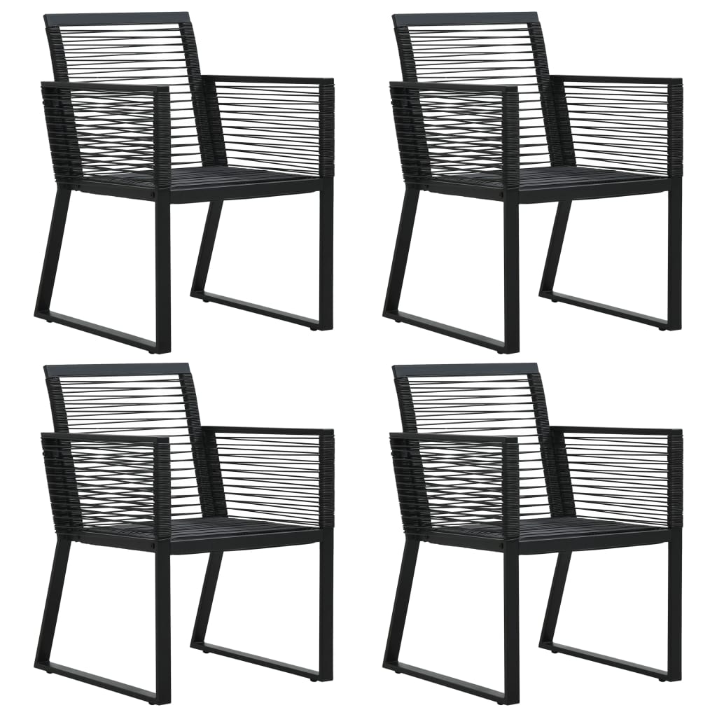 vidaXL Gartenstühle 4 Stk. Seil Rattan Schwarz