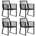 vidaXL Gartenstühle 4 Stk. Seil Rattan Schwarz