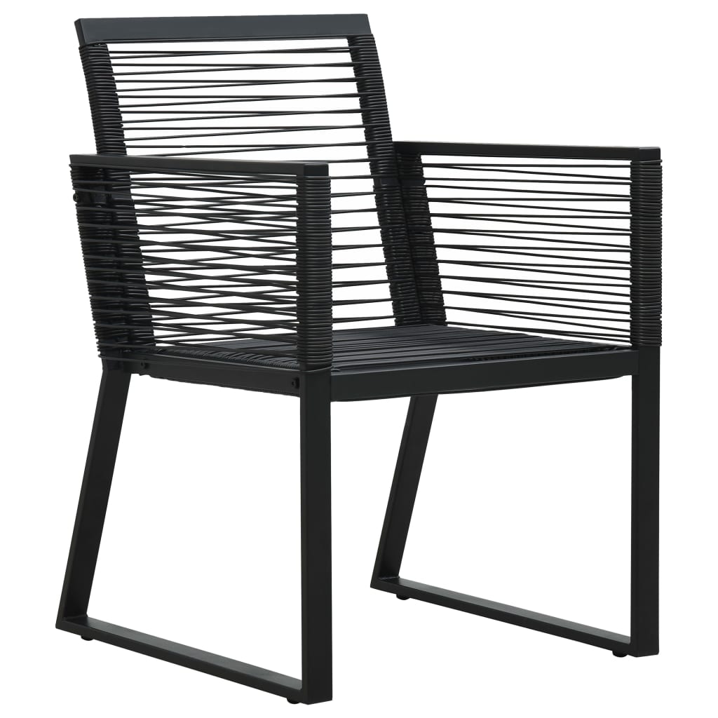 vidaXL Gartenstühle 4 Stk. Seil Rattan Schwarz