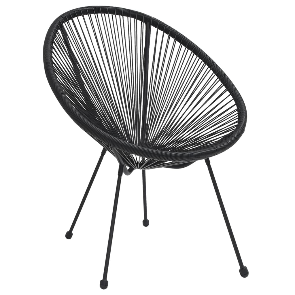 vidaXL Moon-Gartenstühle 2 Stk. Rattan Schwarz
