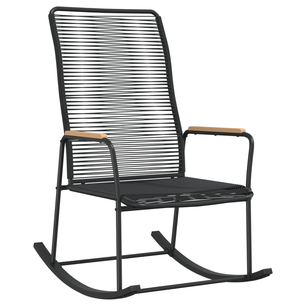 vidaXL Garten-Schaukelstuhl Schwarz 59x79,5x104 cm PVC Rattan