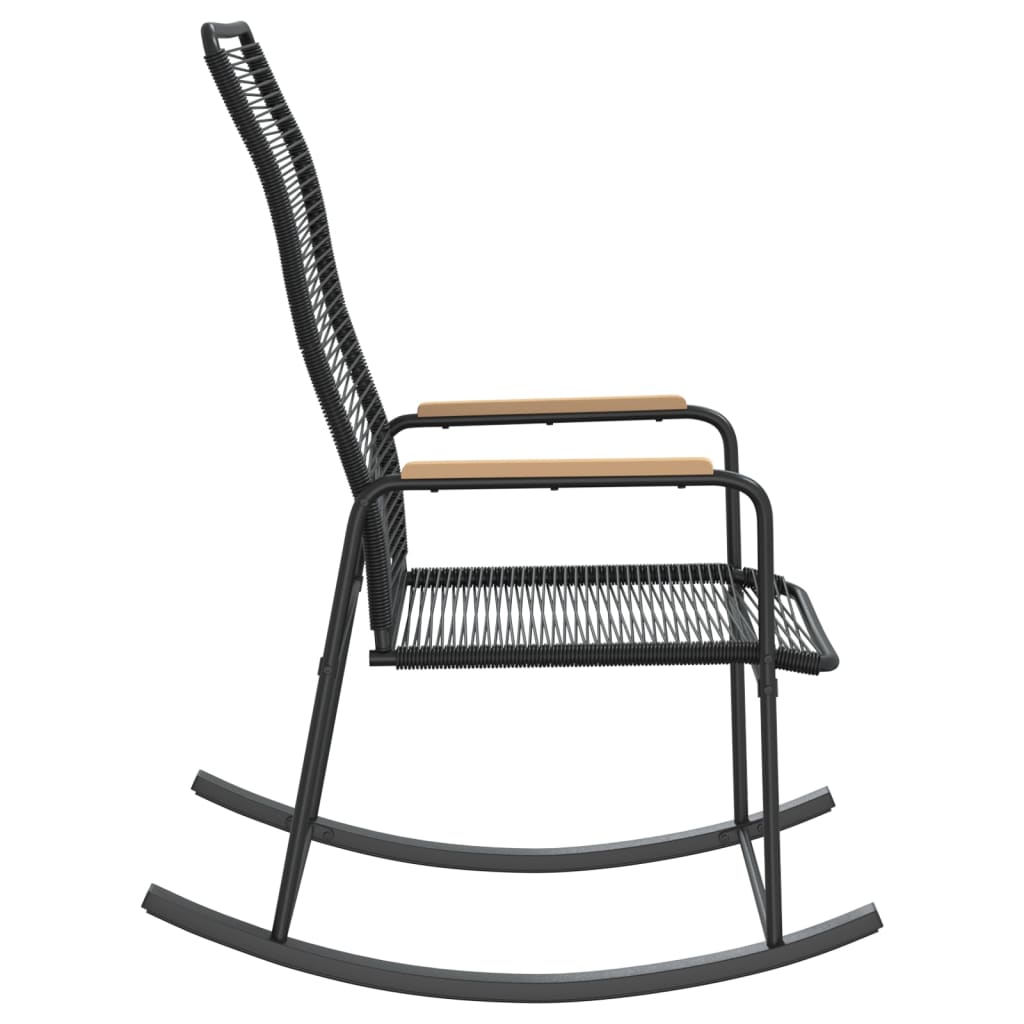vidaXL Garten-Schaukelstuhl Schwarz 59x79,5x104 cm PVC Rattan