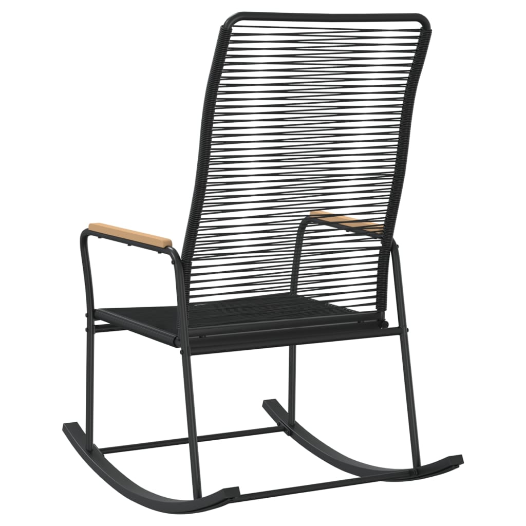 vidaXL Garten-Schaukelstuhl Schwarz 59x79,5x104 cm PVC Rattan