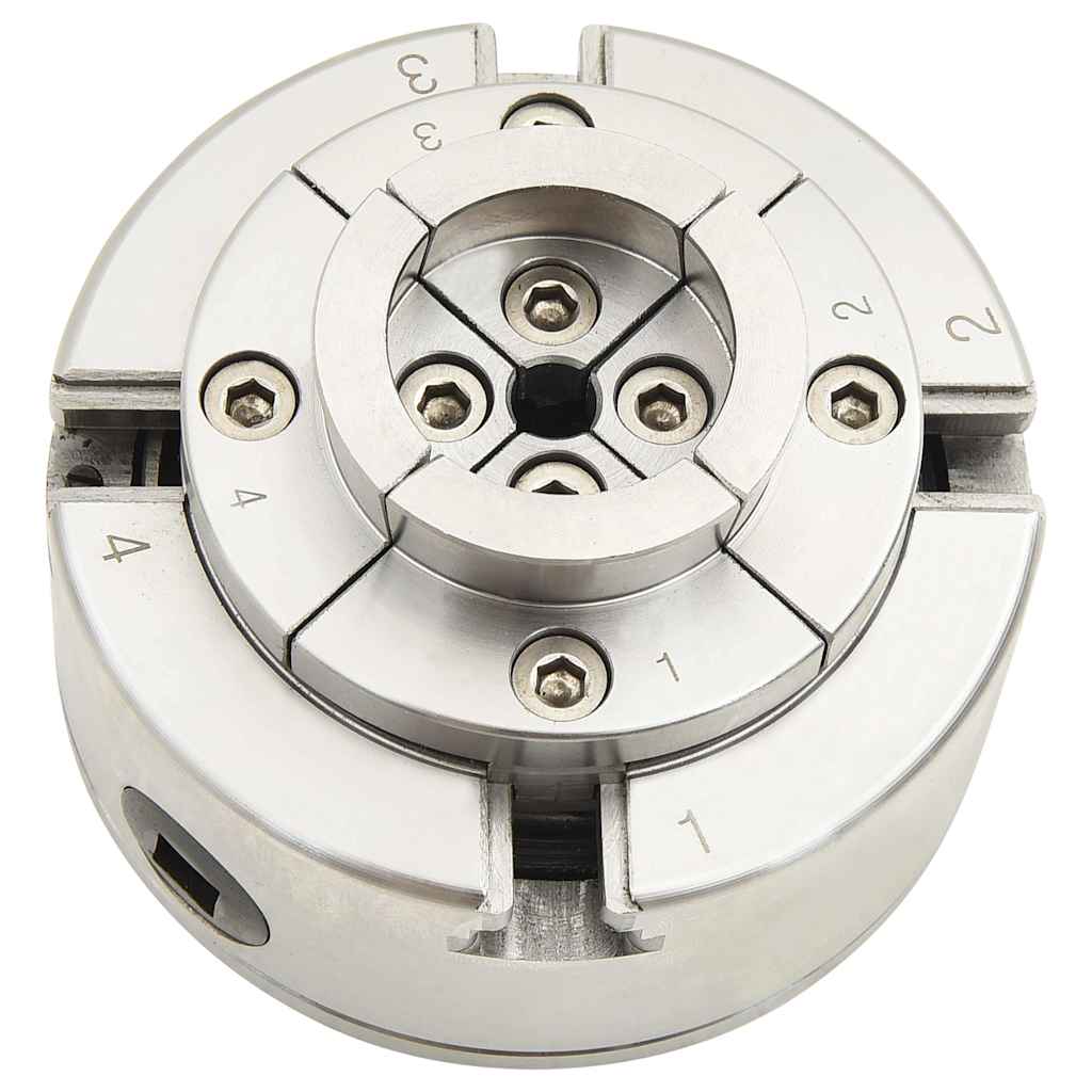 vidaXL 4-Backen-Drechselfutter mit M33 Aufnahme Stahl Silbern 96 mm