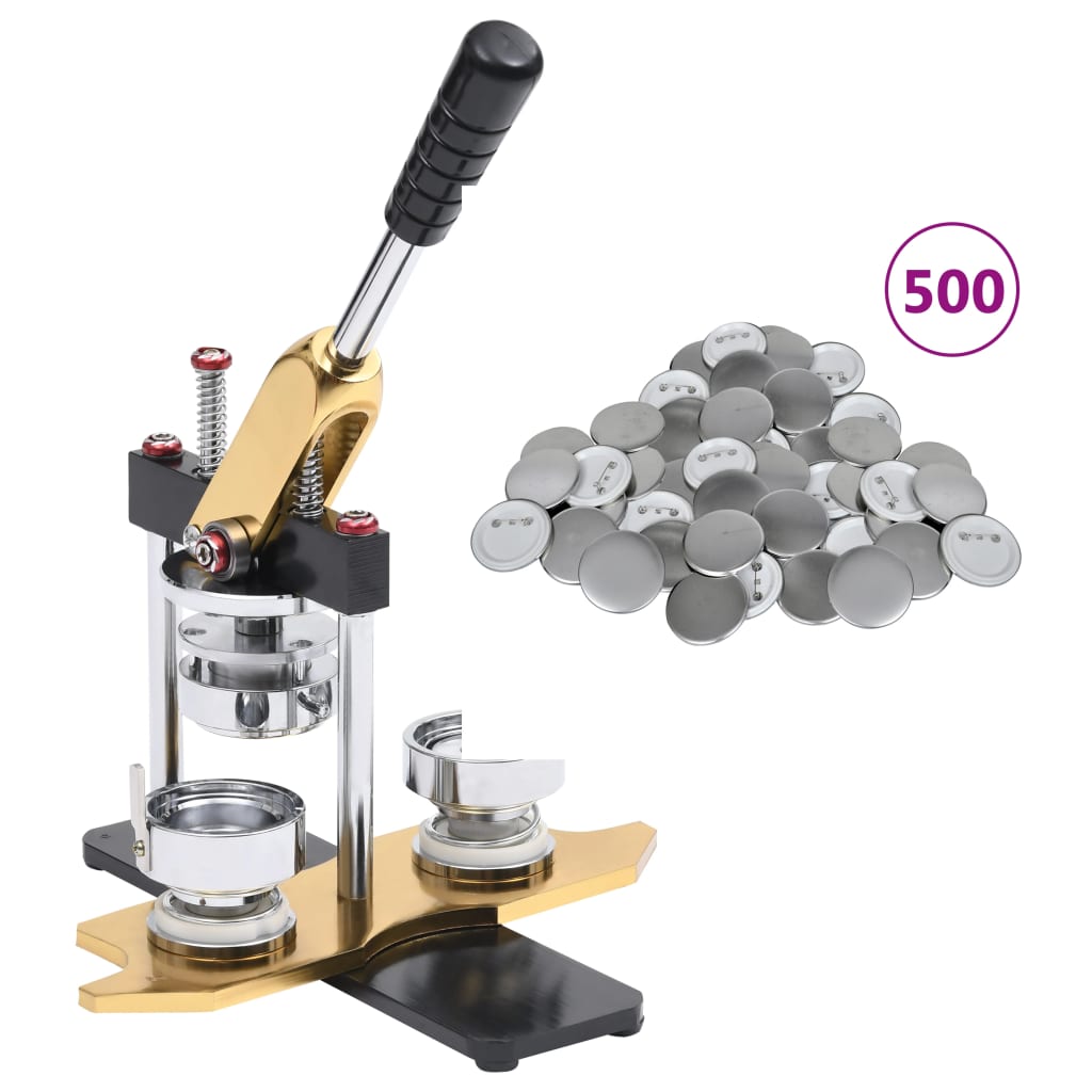 vidaXL Buttonmaschine mit 500 Button-Teilen Drehstanze