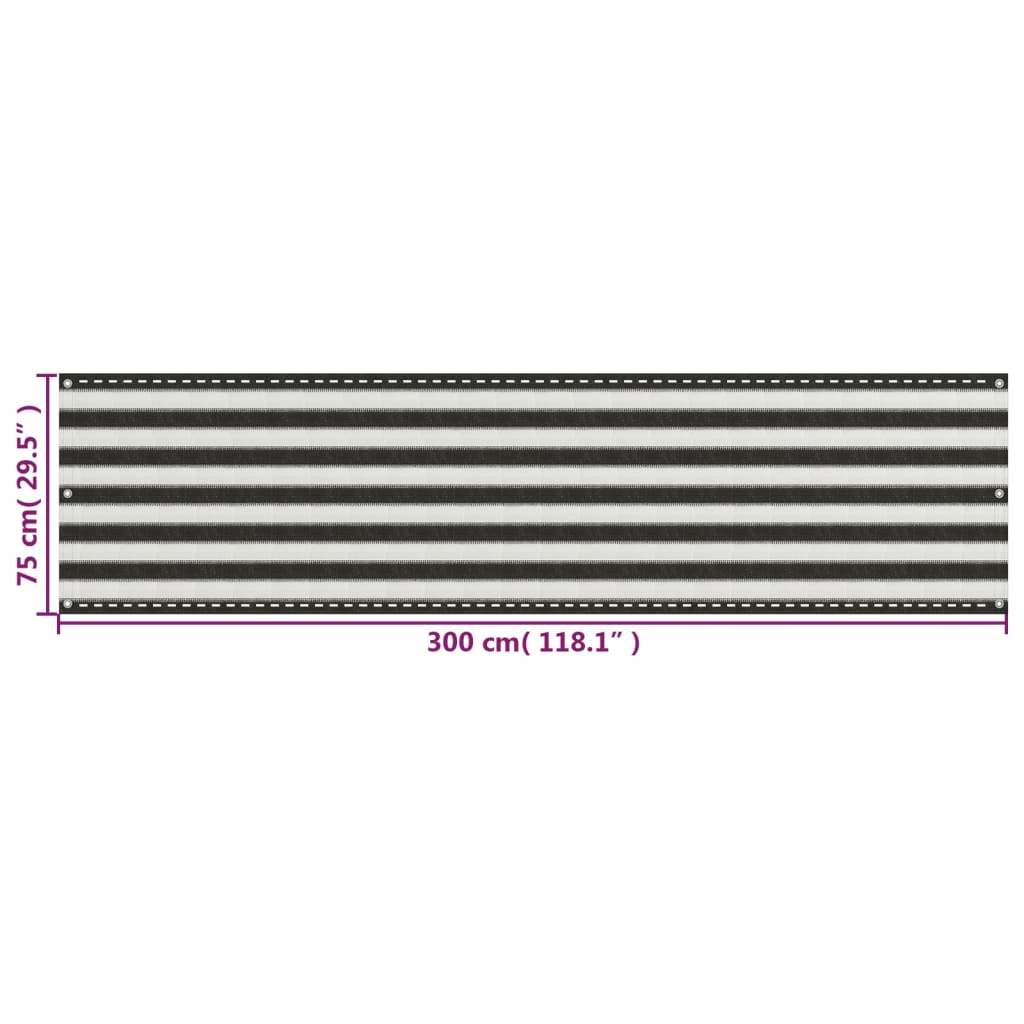 vidaXL Balkon-Sichtschutz HDPE 75x300 cm Anthrazit und Weiß