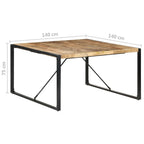 vidaXL Esstisch 140x140x75 cm Raues Mangoholz