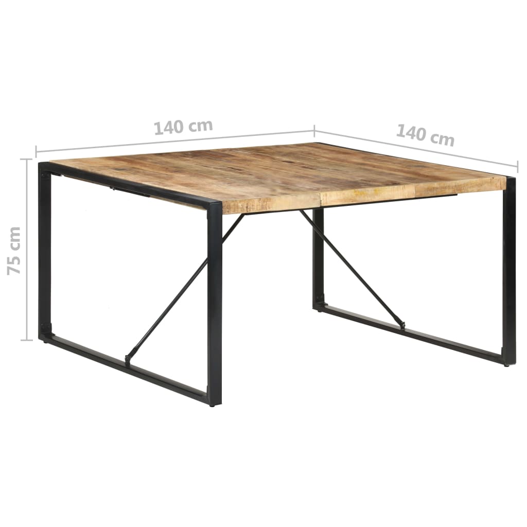 vidaXL Esstisch 140x140x75 cm Raues Mangoholz