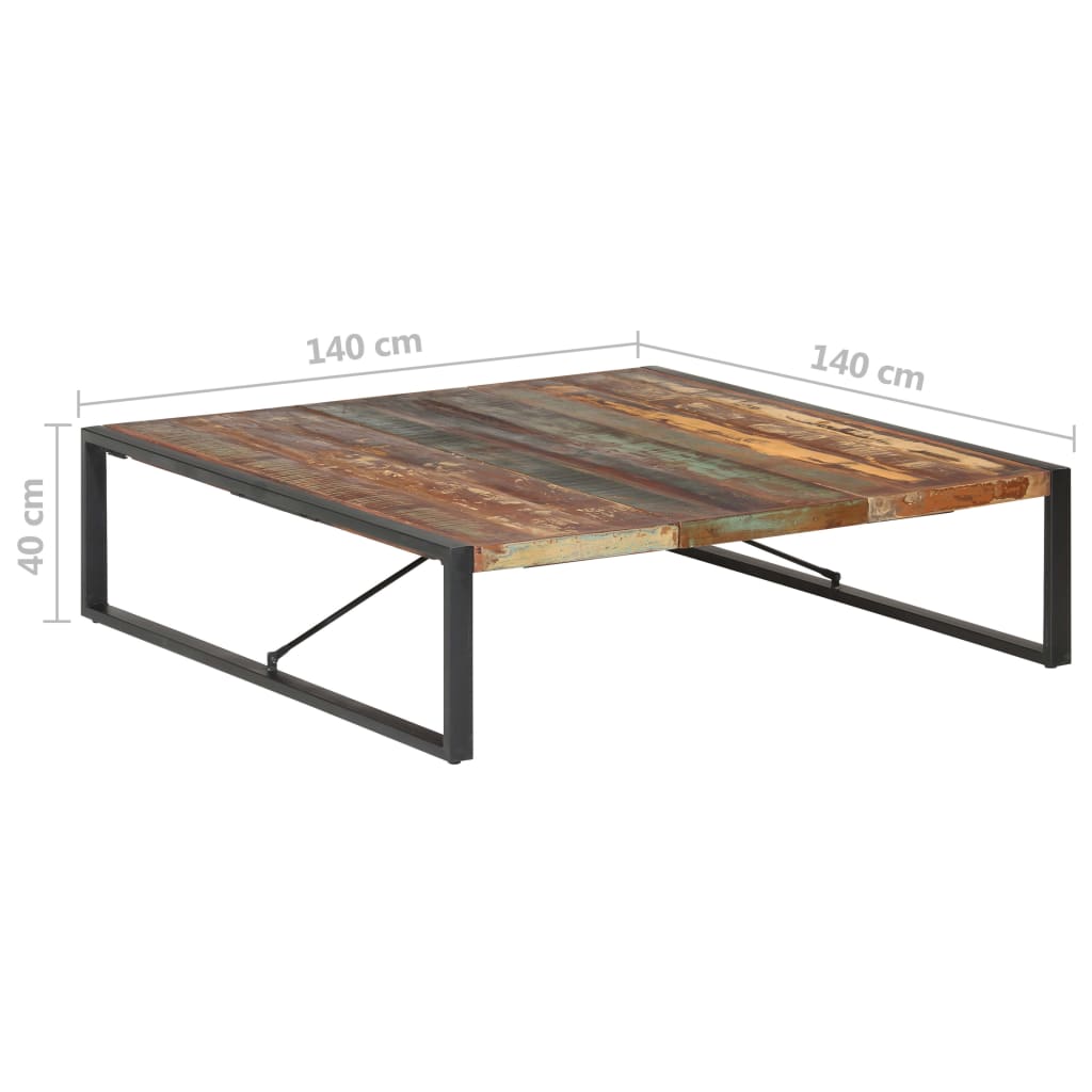 vidaXL Couchtisch 140x140x40 cm Recyceltes Massivholz
