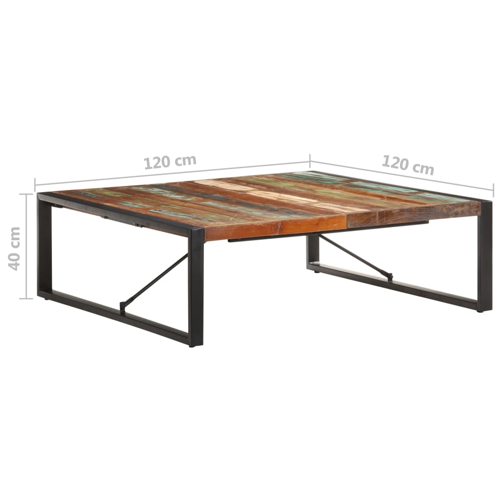 vidaXL Couchtisch 120x120x40 cm Altholz Massiv