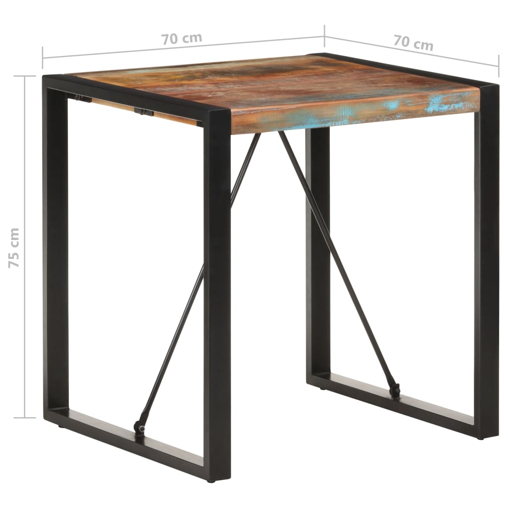 vidaXL Esstisch 70x70x75 cm Recyceltes Massivholz