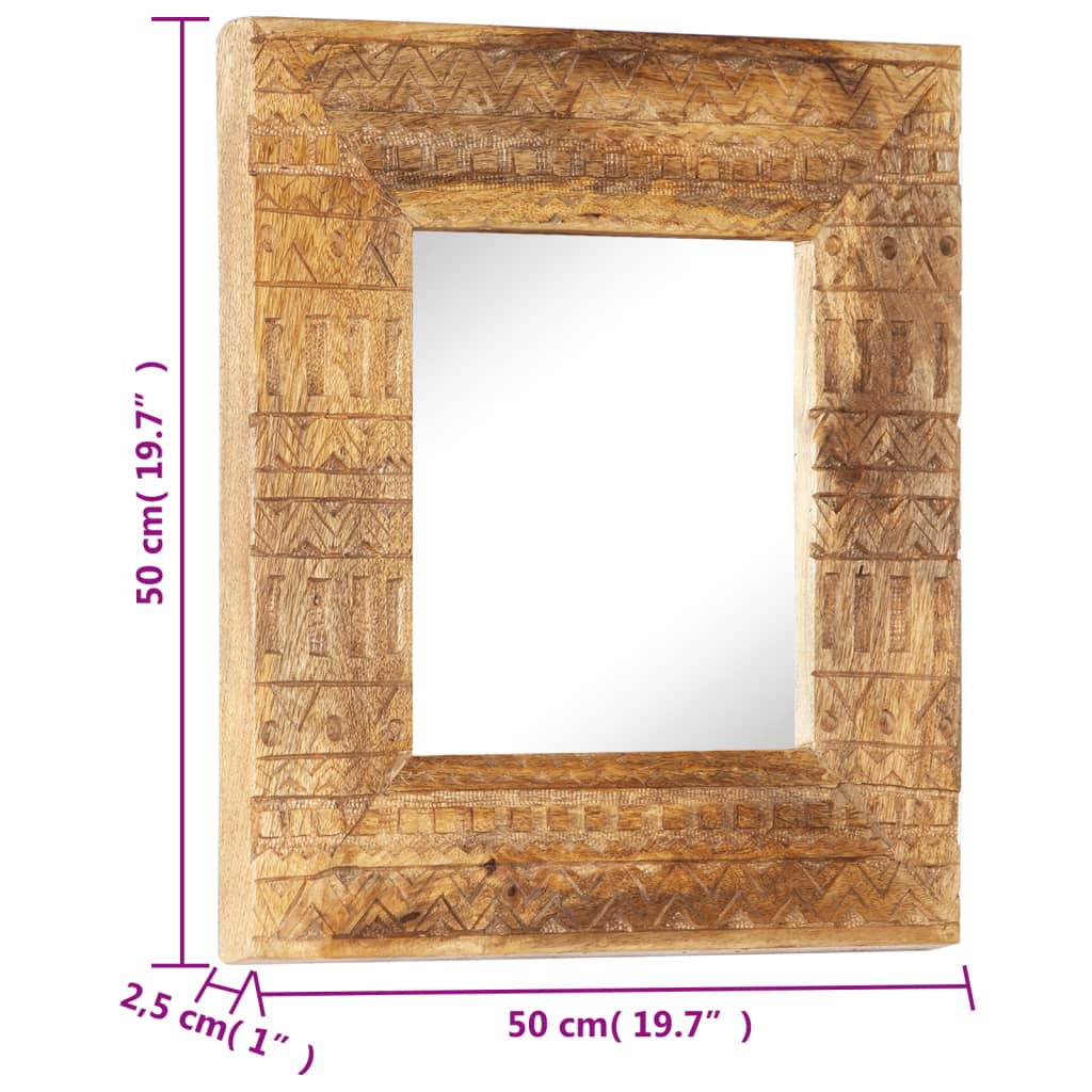 vidaXL Handgeschnitzter Spiegel 50x50x2,5 cm Massivholz Mango