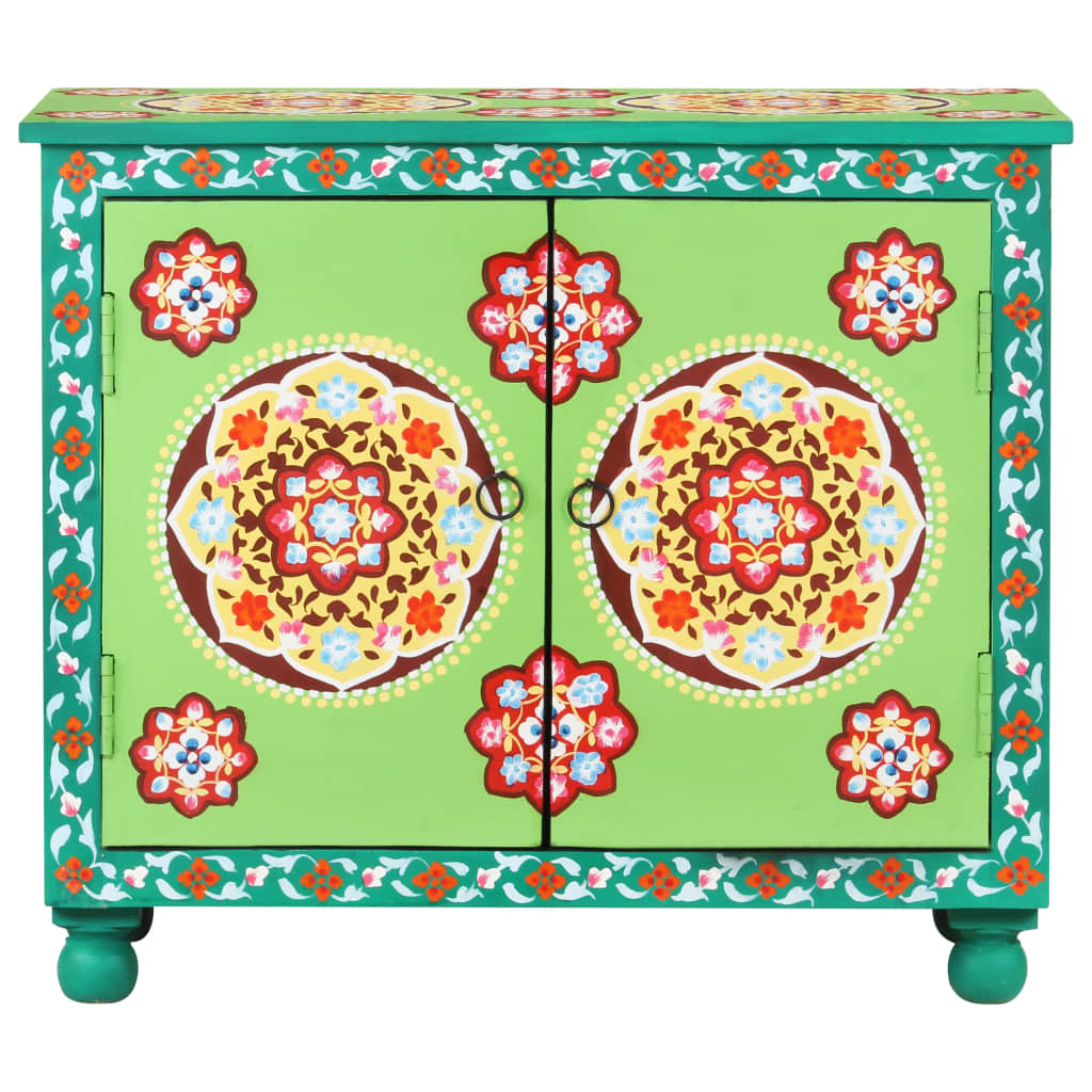 vidaXL Sideboard Handbemalt Mehrfarbig 70x35x60 cm Mango Massivholz