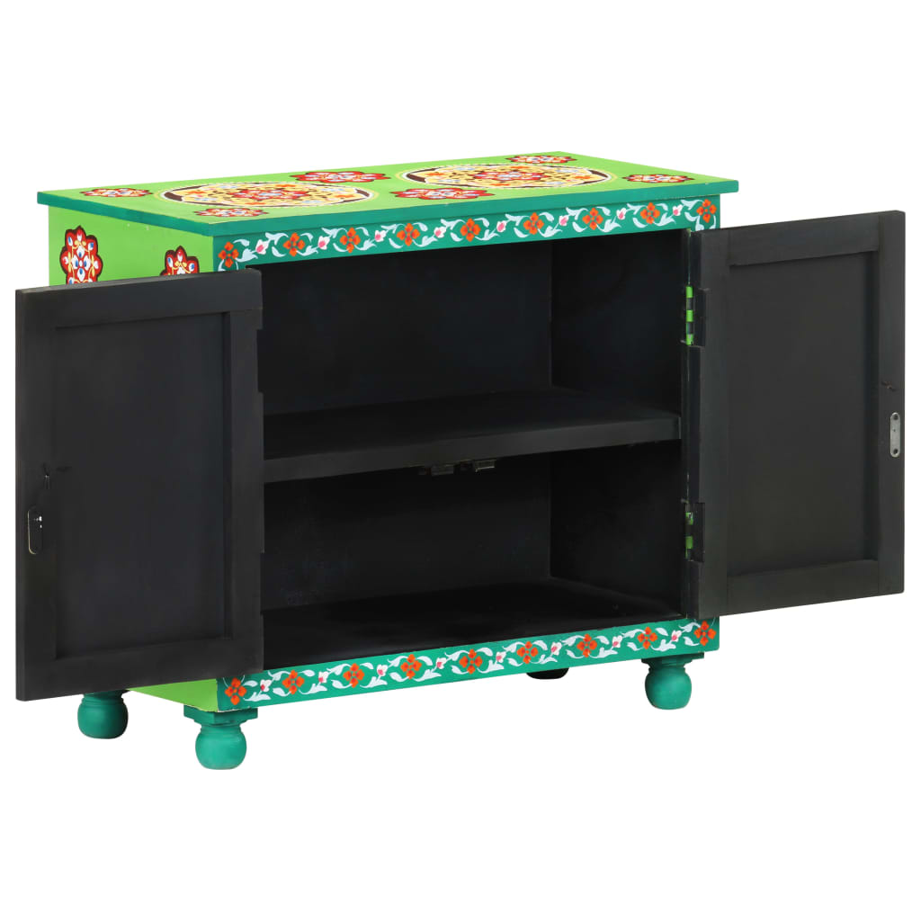 vidaXL Sideboard Handbemalt Mehrfarbig 70x35x60 cm Mango Massivholz