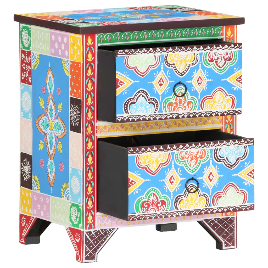 vidaXL Nachttisch Handbemalt 40x30x50 cm Mango Massivholz